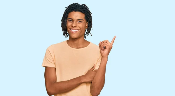 Young African American Man Wearing Casual Clothes Big Smile Face — Stock Photo, Image