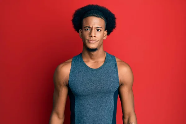 Homme Afro Américain Aux Cheveux Afro Portant Des Vêtements Sport — Photo