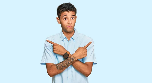 Young Handsome African American Man Wearing Casual Clothes Pointing Both — Stock Photo, Image