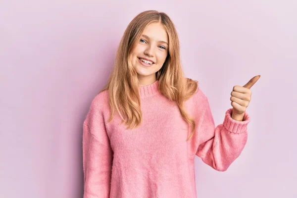 Beautiful Young Caucasian Girl Wearing Casual Clothes Looking Proud Smiling — Fotografia de Stock