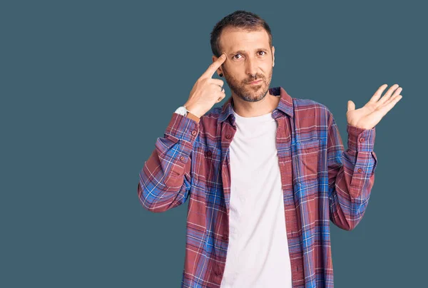 Young Handsome Man Wearing Casual Clothes Confused Annoyed Open Palm — Stock Photo, Image