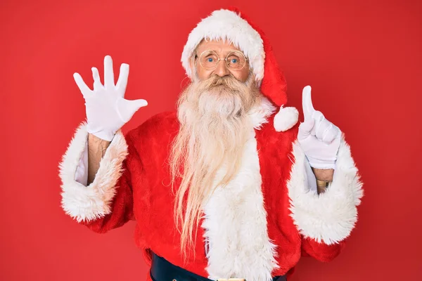 Alter Älterer Mann Mit Grauen Haaren Und Langem Bart Traditionellem — Stockfoto