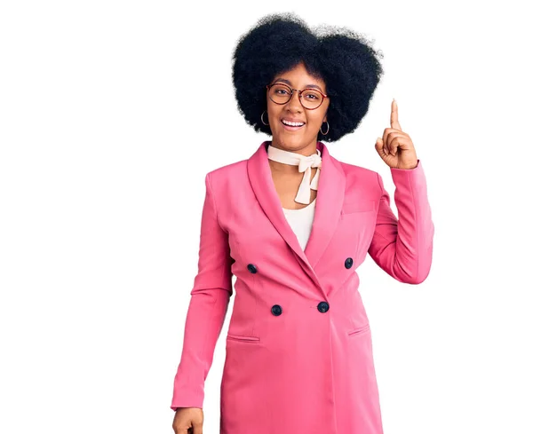 Jeune Fille Afro Américaine Portant Des Vêtements Travail Des Lunettes — Photo