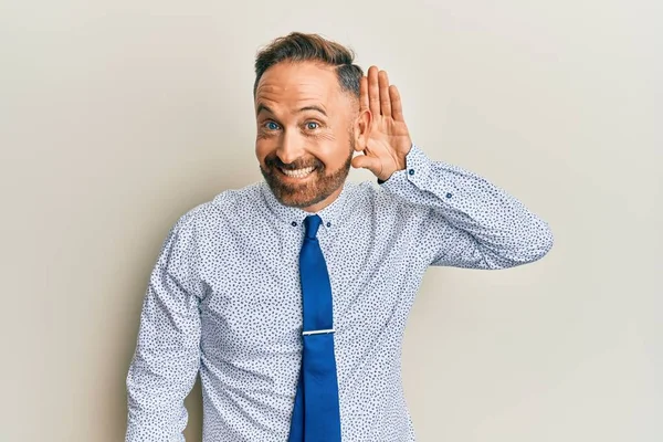 Bello Uomo Mezza Età Che Indossa Camicia Lavoro Cravatta Sorridente — Foto Stock