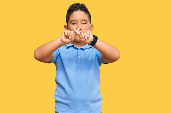 Kleine Jongen Latino Kind Het Dragen Van Casual Kleding Afwijzing — Stockfoto