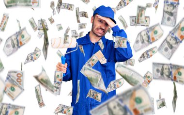 Paten tutan İspanyol ressam üniforması giyen genç adam gergin ve hayal kırıklığına uğramış, şaşırmış ve kızgın yüzlü.