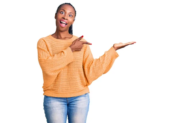 Young African American Woman Wearing Casual Clothes Amazed Smiling Camera — Stock Photo, Image