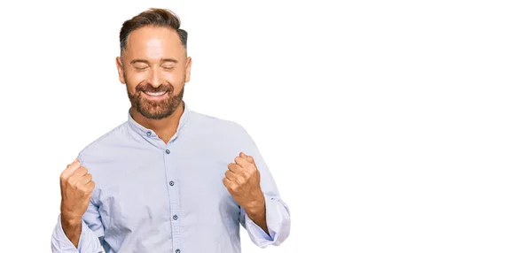 Handsome Middle Age Man Wearing Business Shirt Very Happy Excited — Stock Photo, Image