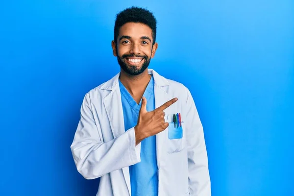 Handsome Young Hispanic Business Man Wearing Doctor Uniform Covering Ears — Stock Photo, Image