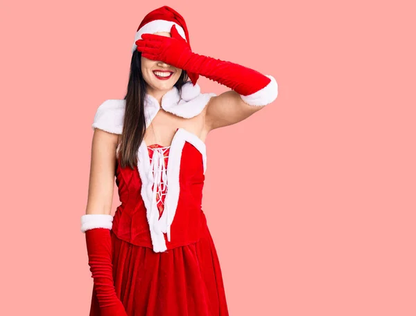 Young Beautiful Caucasian Woman Wearing Santa Claus Costume Smiling Laughing — Stock Photo, Image