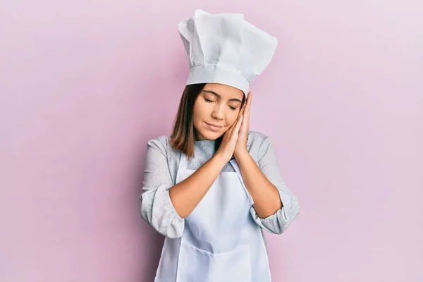 Mujer Rubia Joven Con Uniforme Cocinero Profesional Sombrero Deprimido Preocuparse — Foto de Stock