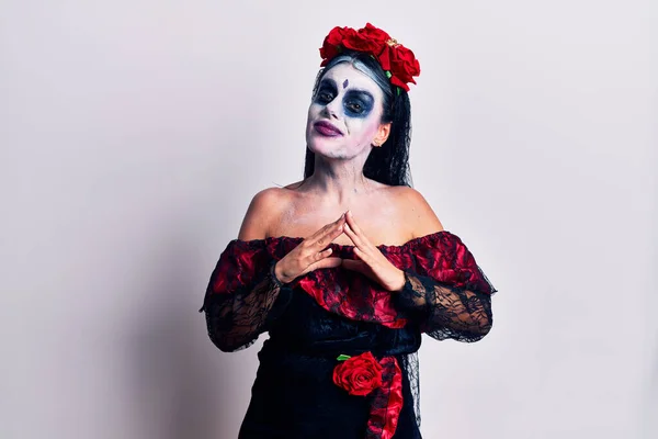 Mladá Žena Která Měla Sobě Mexický Den Mrtvých Make Upu — Stock fotografie