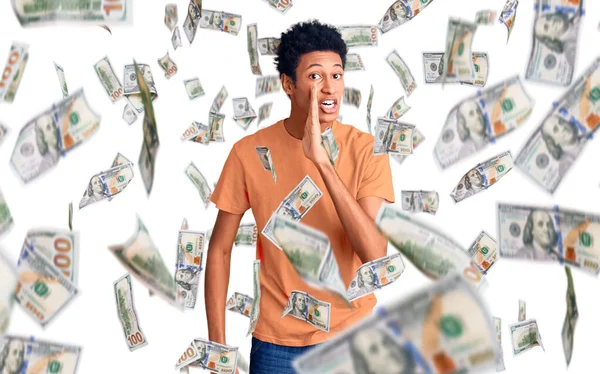 Young African American Man Wearing Casual Clothes Hand Mouth Telling — Stock Photo, Image