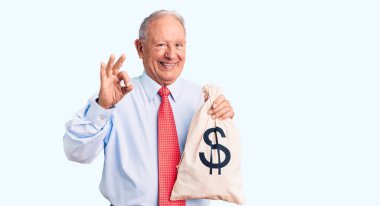 Üst düzey yakışıklı, gri saçlı, şık kıyafetler giyen, para çantası taşıyan, tamam işareti yapan, güler yüzlü, dost canlısı, mükemmel bir sembol. 