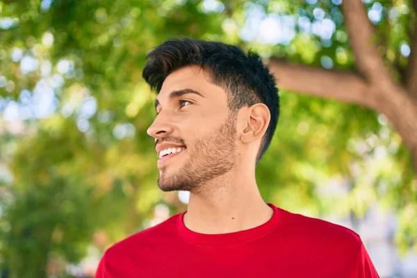 Young Latin Man Smiling Happy Walking City — Stock Photo, Image