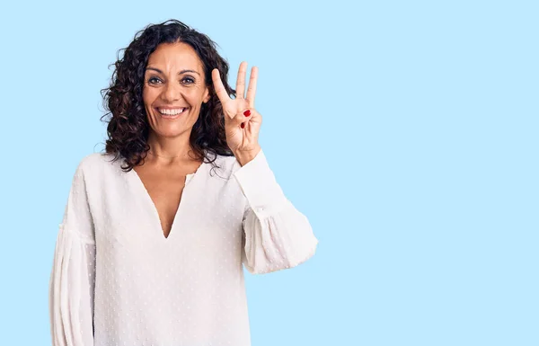 Middle Age Beautiful Woman Wearing Casual Sweater Showing Pointing Fingers — Stock Photo, Image