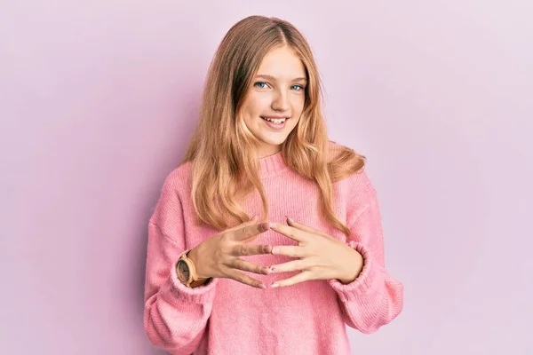 Beautiful Young Caucasian Girl Wearing Casual Clothes Hands Together Fingers — Stock Photo, Image