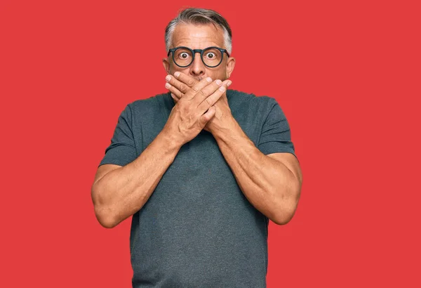 Hombre Pelo Gris Mediana Edad Que Llevaba Ropa Casual Gafas —  Fotos de Stock
