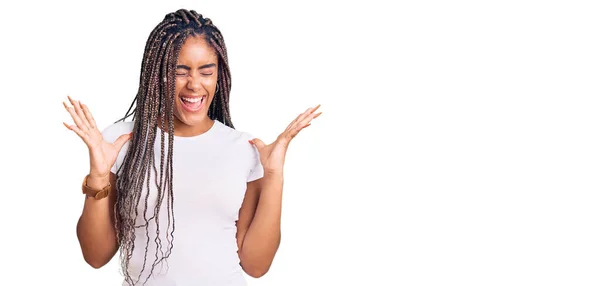 Young African American Woman Braids Wearing Casual Clothes Celebrating Mad — Stock Photo, Image