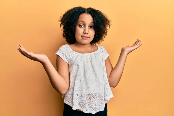 Young Little Girl Afro Hair Wearing Casual Clothes Clueless Confused — Stock Photo, Image