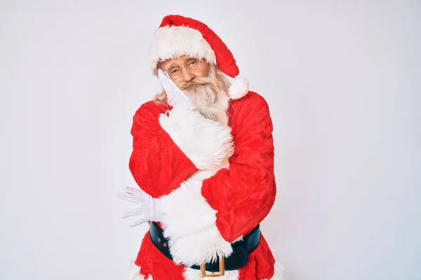 Vecchio Uomo Anziano Con Capelli Grigi Lunga Barba Indossando Costume — Foto Stock