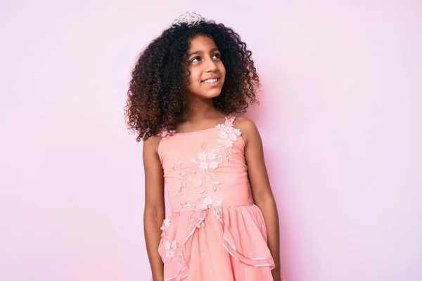 African American Child Curly Hair Wearing Princess Crown Looking Side — Stock Photo, Image