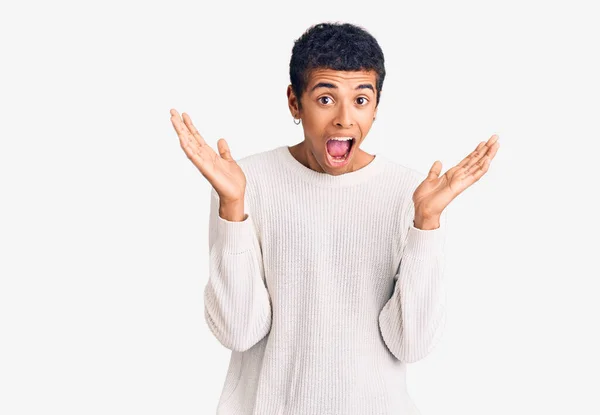 Young African Amercian Man Wearing Casual Clothes Celebrating Crazy Amazed — Stock Photo, Image