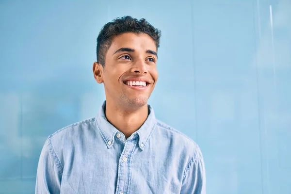 Young Latin Man Smiling Happy Walking City — Stock Photo, Image