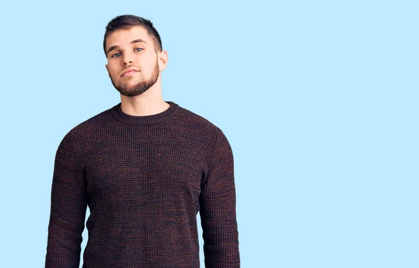 Young Handsome Man Wearing Casual Sweater Relaxed Serious Expression Face — Stock Photo, Image