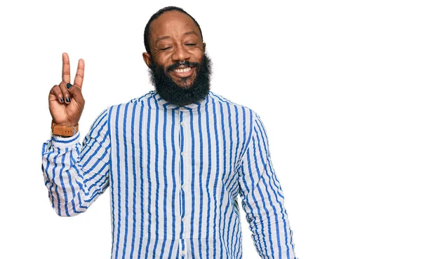 Young African American Man Wearing Business Shirt Showing Pointing Fingers — Stock Photo, Image