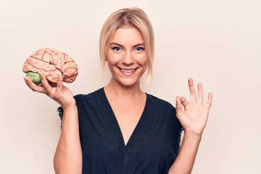 Genç, güzel, sarışın bir kadın hafızasını tazelemek istiyor. Beyni beyaz arka planda tutuyor. Parmaklarıyla işaret veriyor.