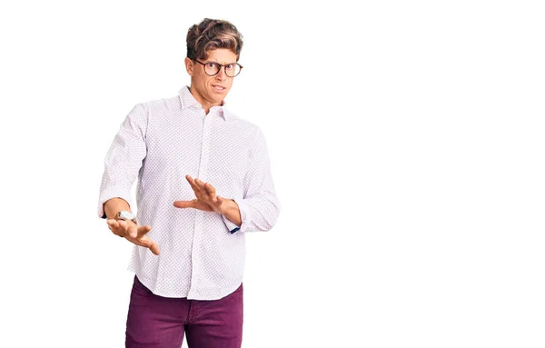 Young Handsome Man Wearing Business Clothes Glasses Disgusted Expression Displeased — Stock Photo, Image