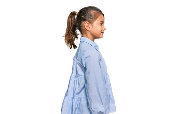 Little Beautiful Girl Wearing Casual Clothes Looking Side Relax Profile — Stok fotoğraf