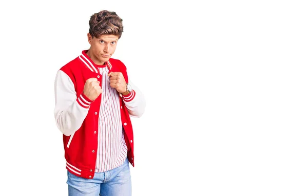 Joven Hombre Guapo Con Uniforme Béisbol Listo Para Luchar Con — Foto de Stock