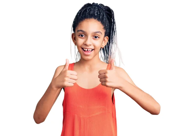 Cute African American Girl Wearing Casual Clothes Success Sign Doing — Stock Photo, Image