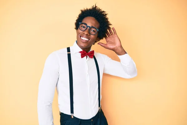 Bonito Homem Afro Americano Africano Com Cabelo Afro Vestindo Hipster — Fotografia de Stock