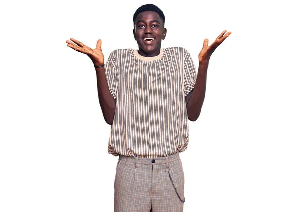 Young African American Man Wearing Casual Clothes Celebrating Surprised Amazed — Stock Photo, Image
