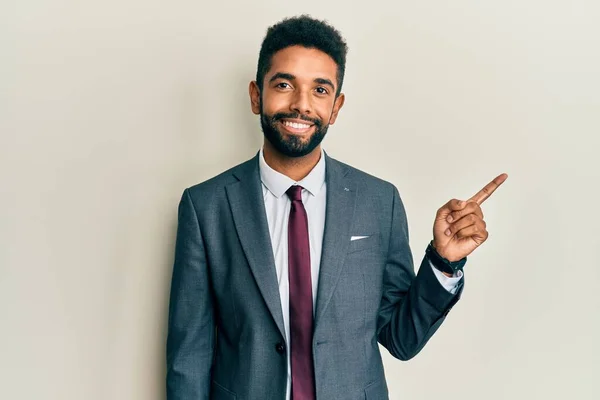 Handsome Hispanic Man Beard Wearing Business Suit Tie Big Smile — Stock Photo, Image