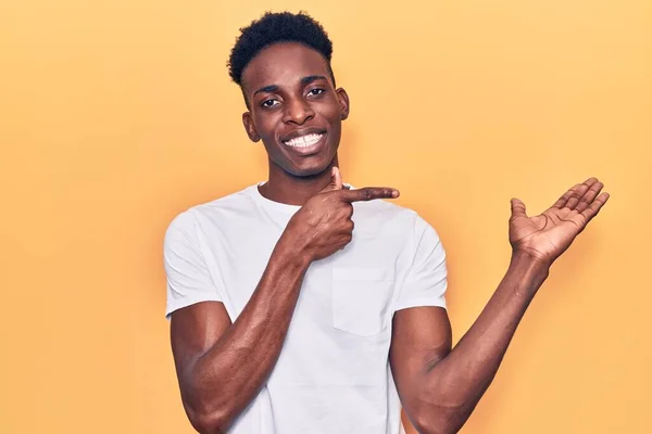 Young African American Man Wearing Casual Clothes Amazed Smiling Camera — Stock Photo, Image