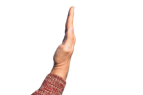 Hand Caucasian Young Man Showing Fingers Isolated White Background Showing — Stock Photo, Image