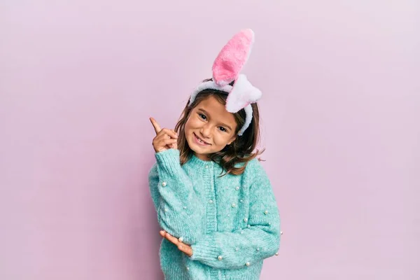 Little Beautiful Girl Wearing Cute Easter Bunny Ears Big Smile — Stock Photo, Image