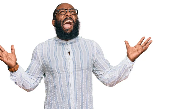 Jonge Afro Amerikaanse Man Draagt Zakelijke Shirt Bril Gek Gek — Stockfoto