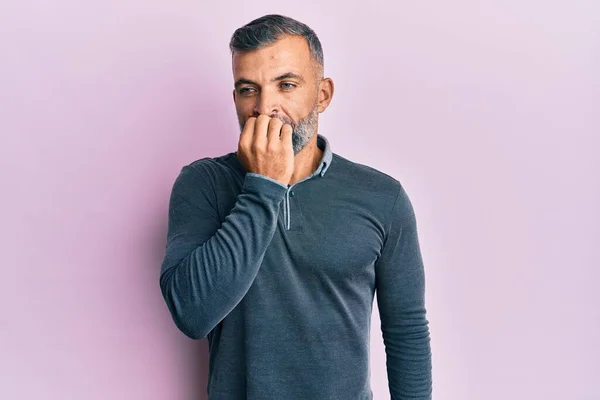 Middle Age Handsome Man Wearing Casual Clothes Looking Stressed Nervous — Stock Photo, Image