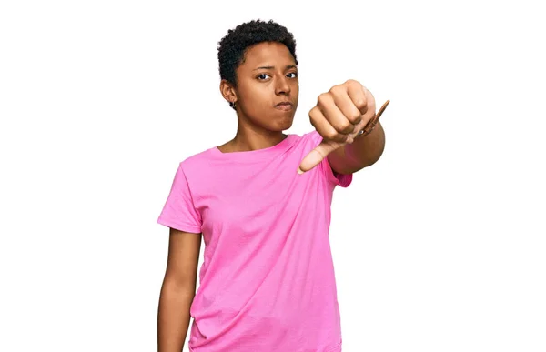 Young African American Woman Wearing Casual Clothes Looking Unhappy Angry — Stock Photo, Image