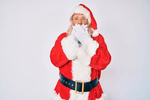 Alter Älterer Mann Mit Grauen Haaren Und Langem Bart Weihnachtsmann — Stockfoto