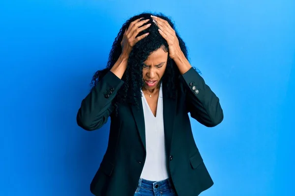 Middle Age African American Woman Wearing Business Clothes Suffering Headache — Stock Photo, Image