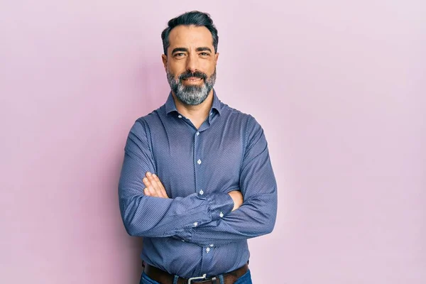 Hombre Mediana Edad Con Barba Pelo Gris Vistiendo Ropa Negocios — Foto de Stock