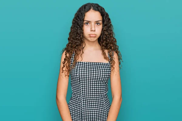 Teenager Hispánská Dívka Sobě Ležérní Oblečení Depresi Strach Úzkost Pláč — Stock fotografie