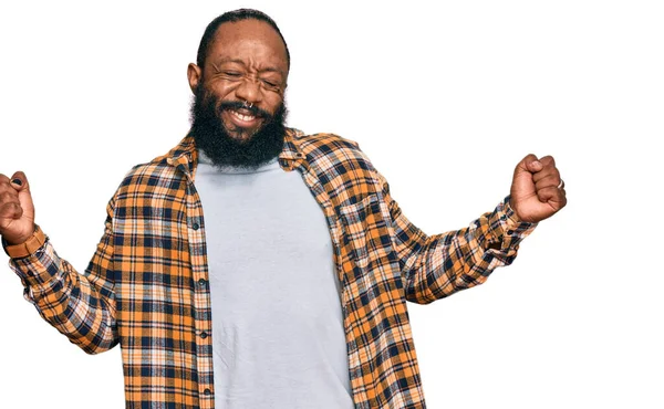 Young African American Man Wearing Casual Clothes Very Happy Excited — Stock Photo, Image