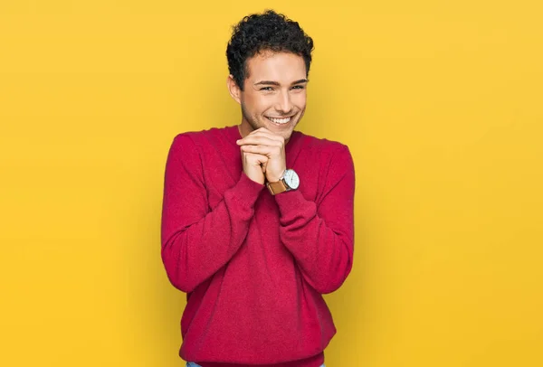Young Handsome Man Wearing Casual Clothes Laughing Nervous Excited Hands — Stock Photo, Image